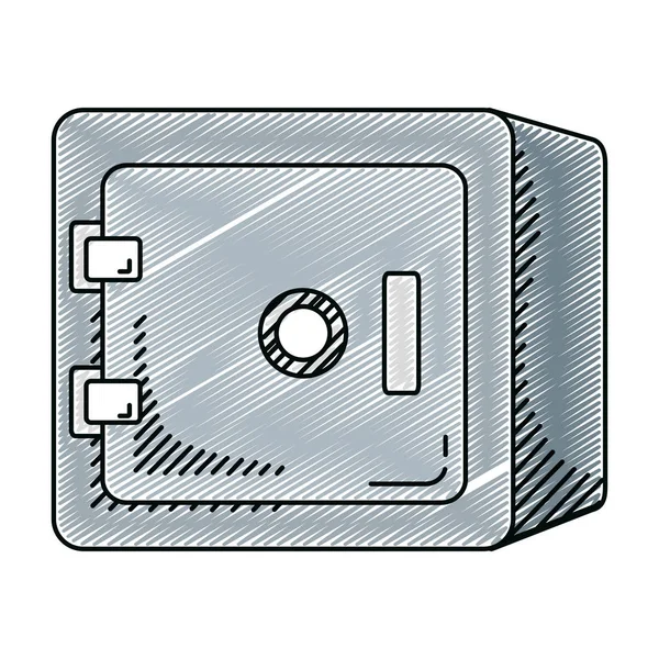 Doodle Metal Caja Fuerte Para Proteger Cosas Vector Ilustración — Vector de stock