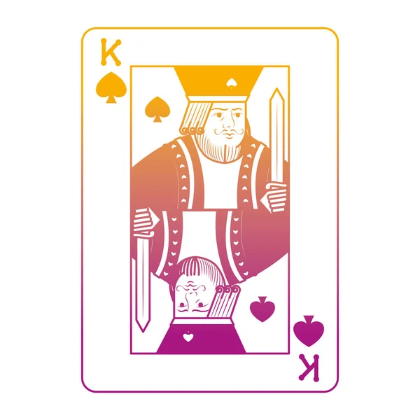 Degradado Linha Rei Espadas Casino Cartão Jogo Vetor Ilustração — Vetor de Stock