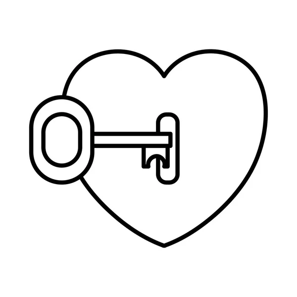 Line Nice Heart Padlock Key Access Vector Illustration — Stock Vector