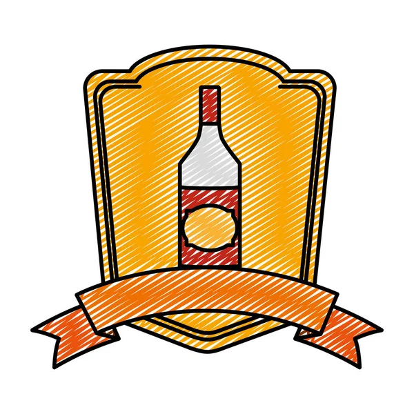 Illustration Vectorielle Emblème Boisson Bouteille Liqueur Schnaps Doodle — Image vectorielle