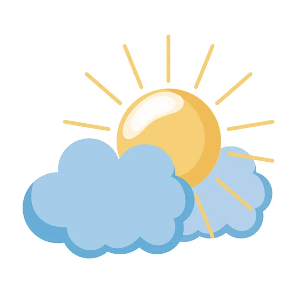 ふわふわの雲のベクトル図と自然太陽天気 — ストックベクタ