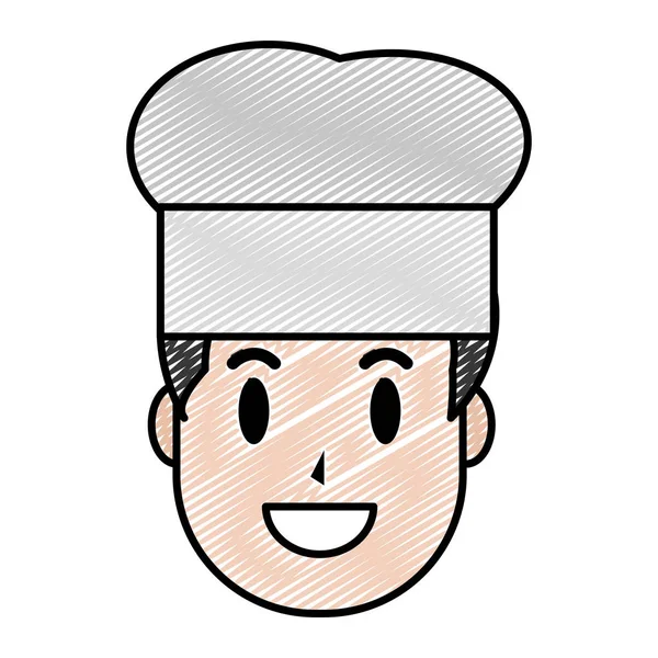 Doodle Chef Homem Feliz Com Chapéu Design Vetor Ilustração —  Vetores de Stock