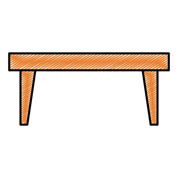 Doodle Dřevěný Jídelní Stůl Dekorace Interiéru Vektorové Ilustrace — Stockový vektor