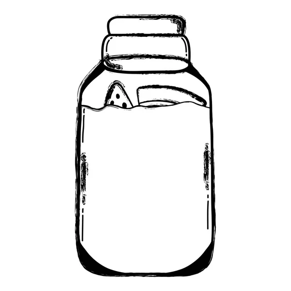 Grunge Mason Jar Met Watermeloen Vruchten Behouden Vectorillustratie — Stockvector