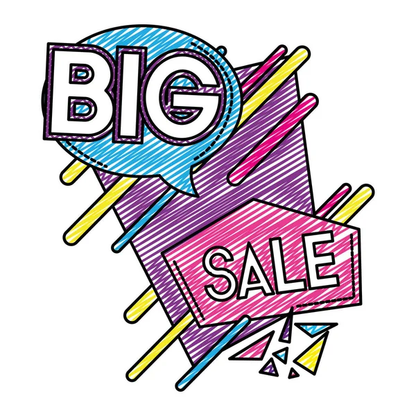 Doodle Big Sale Promotion Tag Bieten Vektor Illustration — Stockvektor