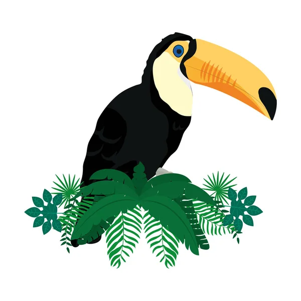 Tropikalne Pelikan Ilustracji Wektorowych Liści Roślin Oddziałów — Wektor stockowy