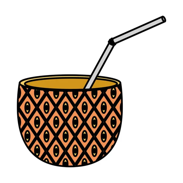 Färg Läcker Ananas Smoothie Frukt Dryck Vektorillustration — Stock vektor