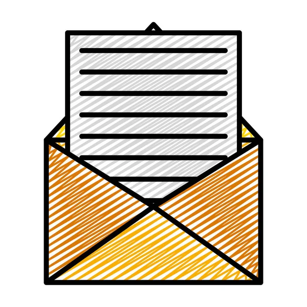 Doodle Mail Mensagem Carta Com Documentação Informação Vetor Ilustração —  Vetores de Stock
