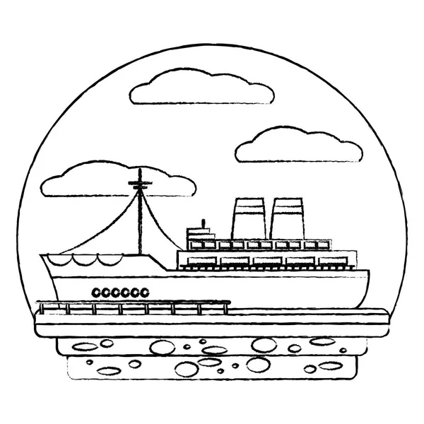Grunge Εξαγωγή Πλοίο Μεταφοράς Εικονογράφηση Διάνυσμα Δοχεία Παράδοσης — Διανυσματικό Αρχείο