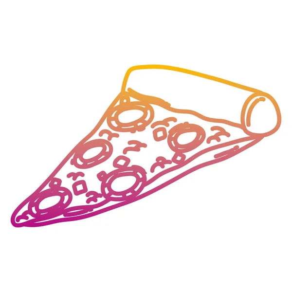 Ligne Dégradée Délicieuse Pizza Avec Illustration Vectorielle Alimentaire Fromage Salami — Image vectorielle