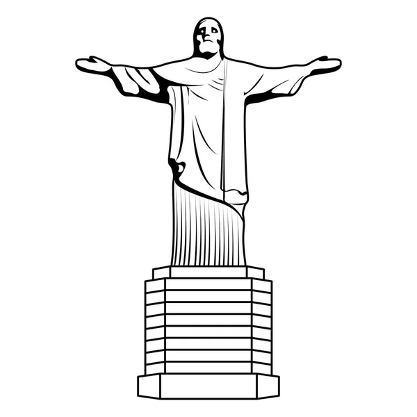 Línea Cristo Religión Estatua Historia Escultura Vector Ilustración — Vector de stock