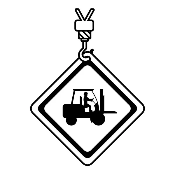 Línea Precaución Emblema Diamante Con Trabajador Ilustración Del Vector Carretilla — Archivo Imágenes Vectoriales