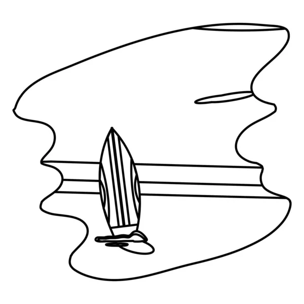 Пляж Векторной Иллюстрацией Серфинга Весенней Погоды — стоковый вектор