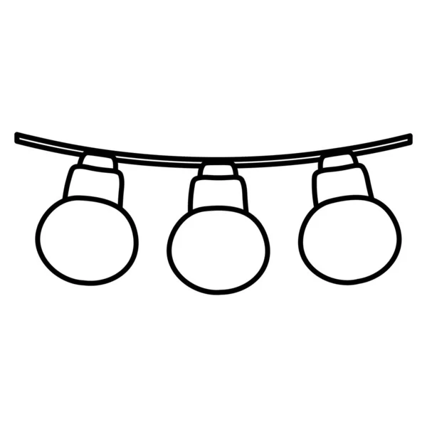 Linha Agradável Bulbos Hangings Decoração Estilo Vetor Ilustração —  Vetores de Stock