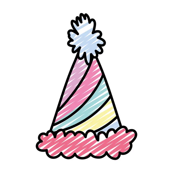 Doodle Party Hat Engraçado Decoração Estilo Vetor Ilustração —  Vetores de Stock