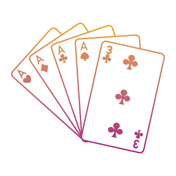 Línea Degradada Cuatro Tipo Casino Juego Cartas Vector Ilustración — Vector de stock