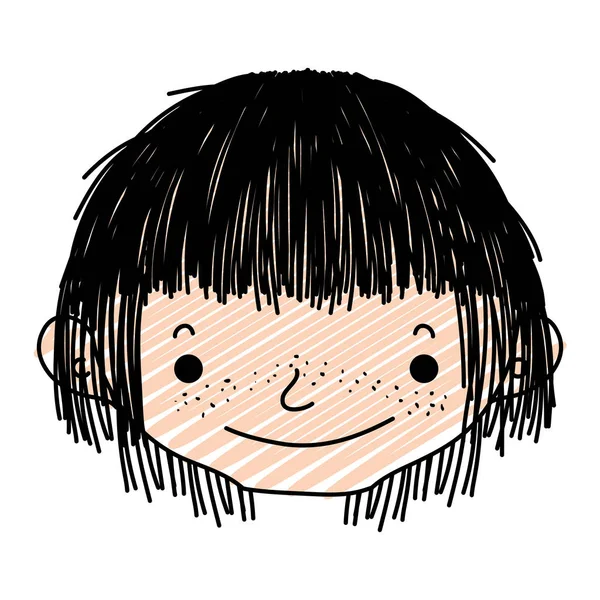 かわいい髪型のベクトル図と幸せな少年の頭を落書き — ストックベクタ