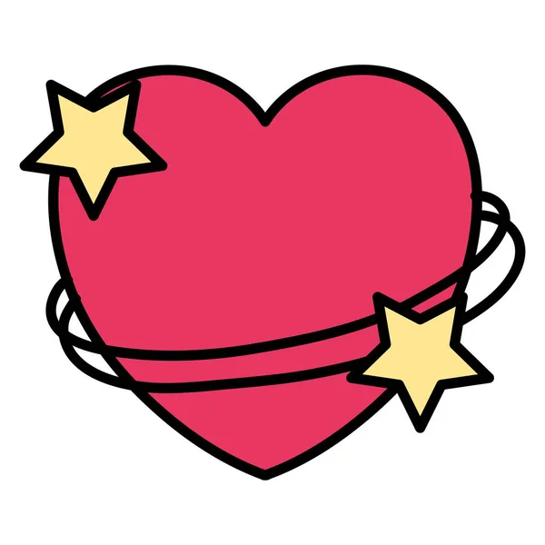 Símbolo Coração Cor Com Estrelas Formas Decoração Vetor Ilustração —  Vetores de Stock