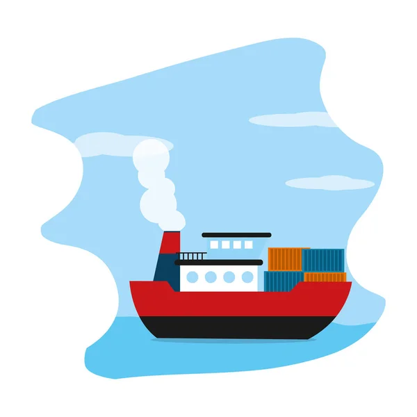 Transport Morski Statek Dostawy Kontenerów Wektor Ilustracja — Wektor stockowy