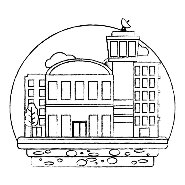 Гранж Современная Архитектура Зданий Городская Векторная Иллюстрация — стоковый вектор
