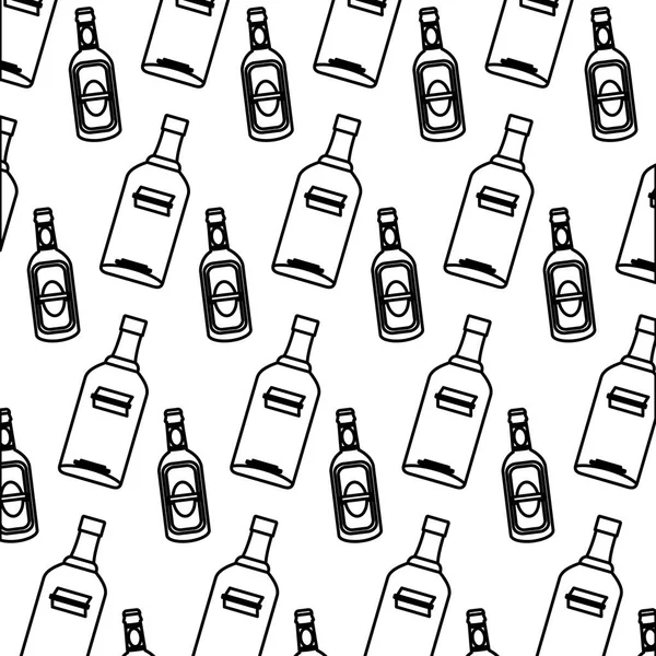 Line Vodka Och Snaps Sprit Flaska Bakgrund Vektorillustration — Stock vektor