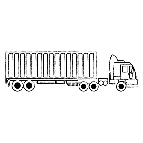 Grunge Straně Kamionová Doprava Kontejner Nákladní Vektorové Ilustrace — Stockový vektor