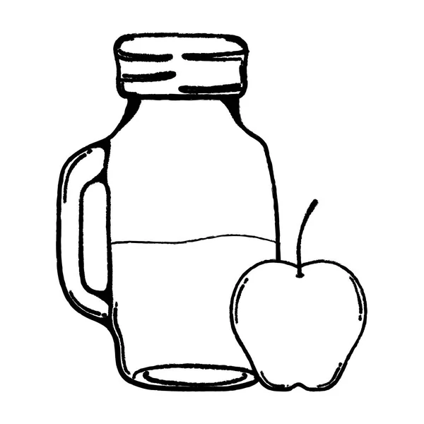 Grunge Fresh Apple Healthy Juice Jar Vector Illustration — Stock Vector