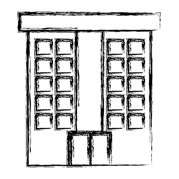 Grunge Gebäude Stadtbau Mit Fenster Stil Vektor Illustration — Stockvektor