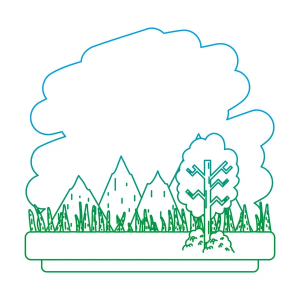 Linha Degradada Natureza Montanhas Ecologia Árvore Paisagem Vetor Ilustração — Vetor de Stock