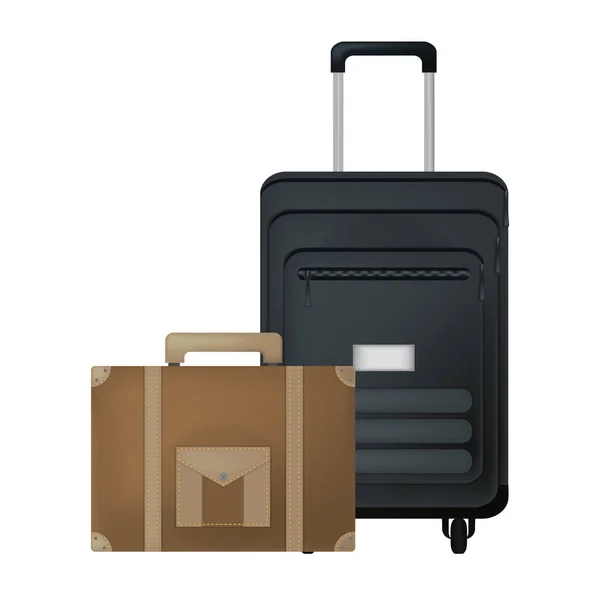 Reisekoffer Und Aktentasche Reiseausrüstung Vektor Illustration — Stockvektor