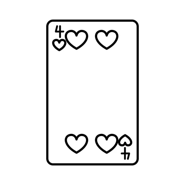 Lijn Vier Harten Casino Kaart Spel Vectorillustratie — Stockvector