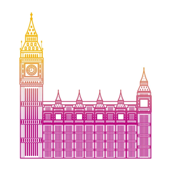 Ilustracja Wektorowa Średniowiecznej Architektury Zdegradowanych Linii Londyn Wieża Zegarowa — Wektor stockowy