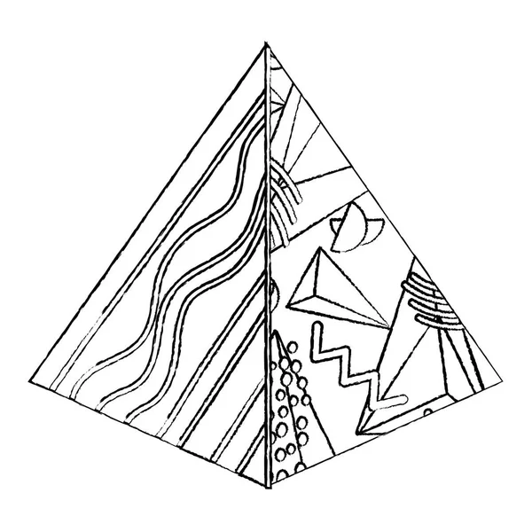 Grunge Grafik Pentagonal Piramit Geometrik Şekil Vektör Çizim — Stok Vektör