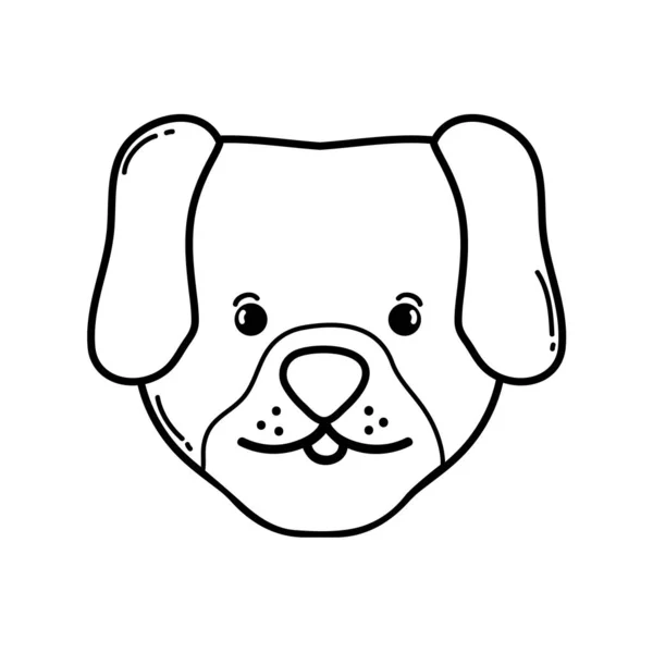 ラインかわいい犬ヘッド ペット動物のベクトル図 — ストックベクタ