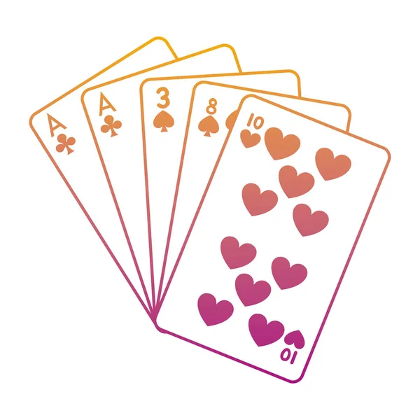 Línea Degradada Par Casino Juego Cartas Vector Ilustración — Vector de stock