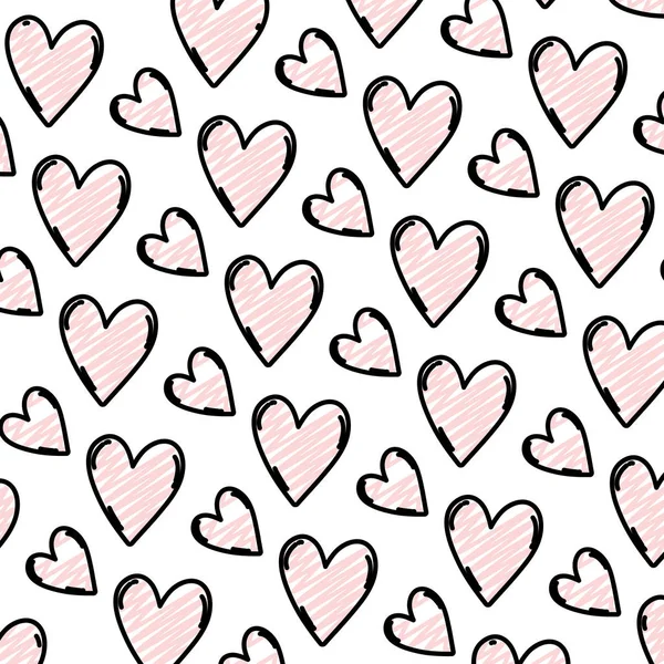 Doodle Ωραία Καρδιά Σύμβολο Φόντο Στυλ Εικονογράφηση Φορέα — Διανυσματικό Αρχείο