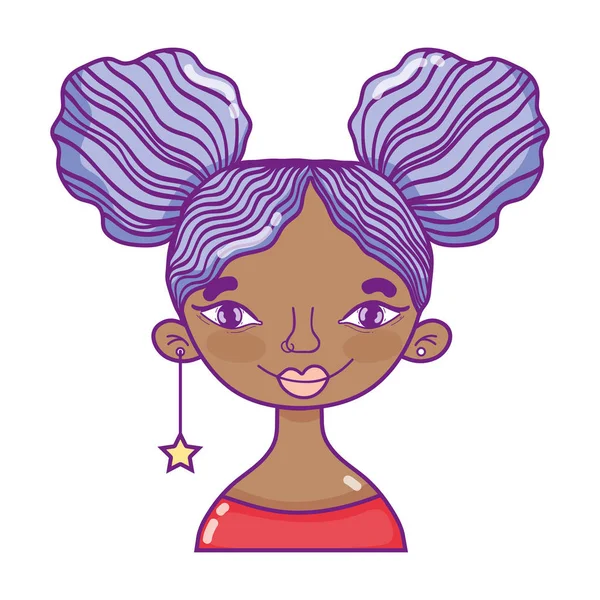 Femme Avec Coiffure Étoile Longue Oreille Vecteur Illustration — Image vectorielle