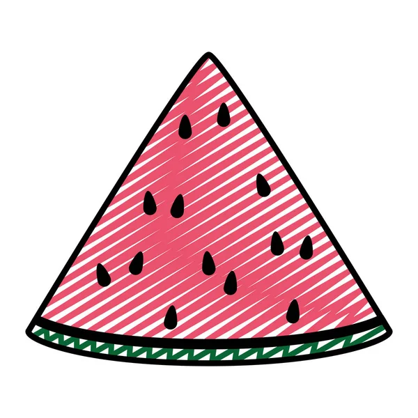Doodle Läcker Vattenmelon Ekologisk Frukt Kost Vektorillustration — Stock vektor