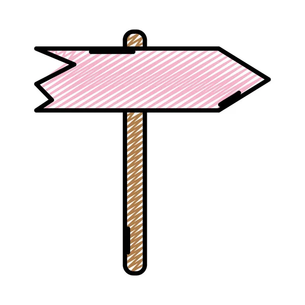 Doodle Holz Straße Hinweise Abbiegesymbol Vektor Illustration — Stockvektor