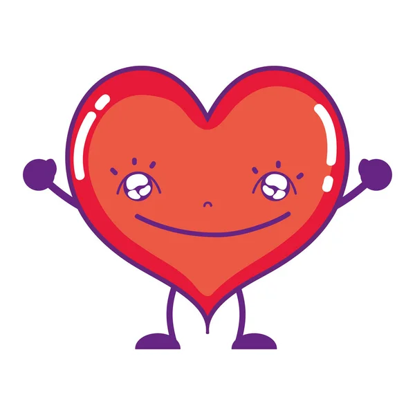 Kawaii Sonrisa Corazón Con Brazos Piernas Vector Ilustración — Archivo Imágenes Vectoriales