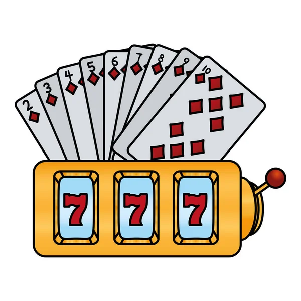 Barevné Diamanty Karty Kasino Slot Stroj Vektorové Ilustrace — Stockový vektor