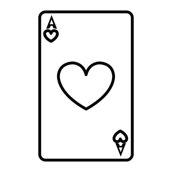 Línea Corazones Póquer Juego Cartas Vector Ilustración — Vector de stock