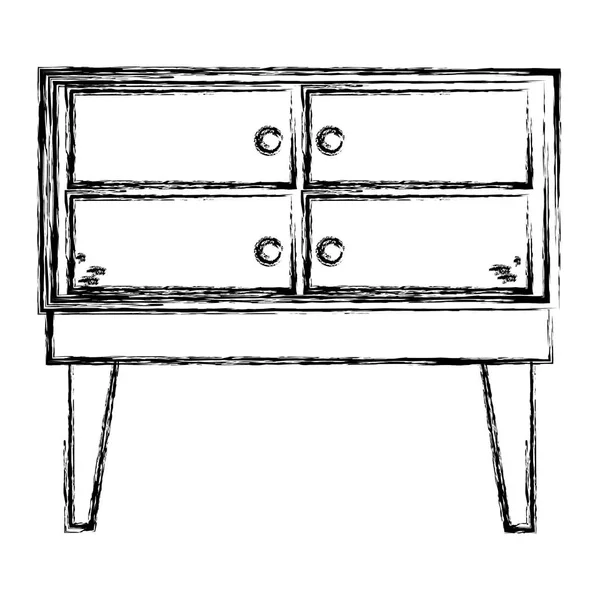 Grunge Intérieur Bois Commode Design Maison Illustration Vectorielle — Image vectorielle