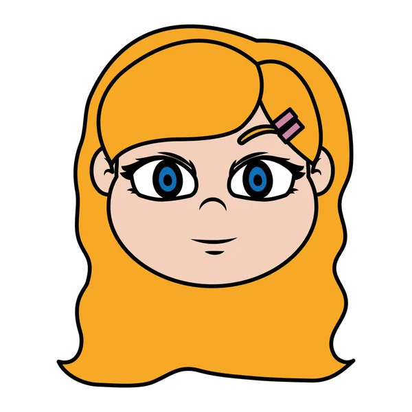 Χρώμα Όμορφο Παιδί Κορίτσι Κεφάλι Κόμμωση Εικονογράφηση Διάνυσμα — Διανυσματικό Αρχείο