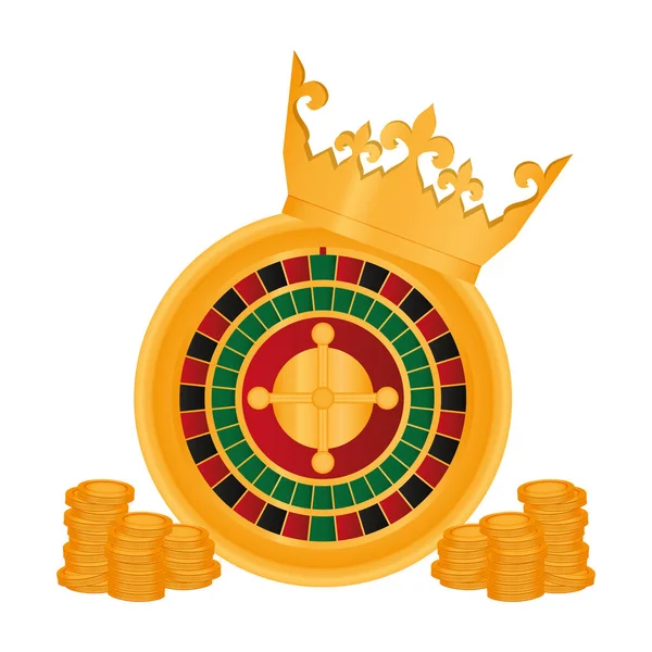 Krone Und Roulette Mit Münzen Casino Spiel Vektor Illustration — Stockvektor