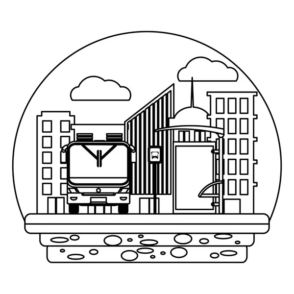 Linha Frente Ônibus Transporte Cidade Passageiro Vetor Ilustração — Vetor de Stock