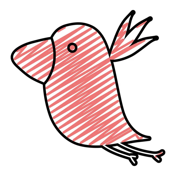 Doodle Silhouette Bello Uccello Fauna Animale Vettore Illustrazione — Vettoriale Stock