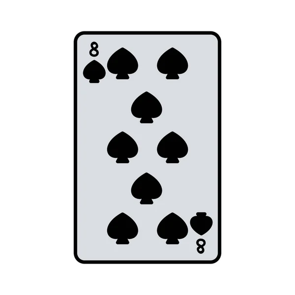 Illustration Vectorielle Jeu Cartes Casino Huit Piques Couleur — Image vectorielle