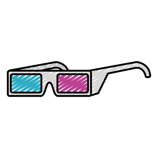 Doodle Glasses Object Cinema Entertainment Vector Illustration — Stock Vector