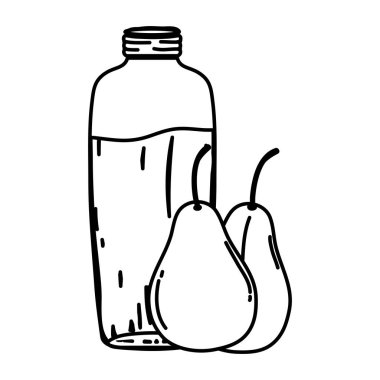 vektör çizim satırı lezzetli armut meyve ve meyve suyu kavanoz